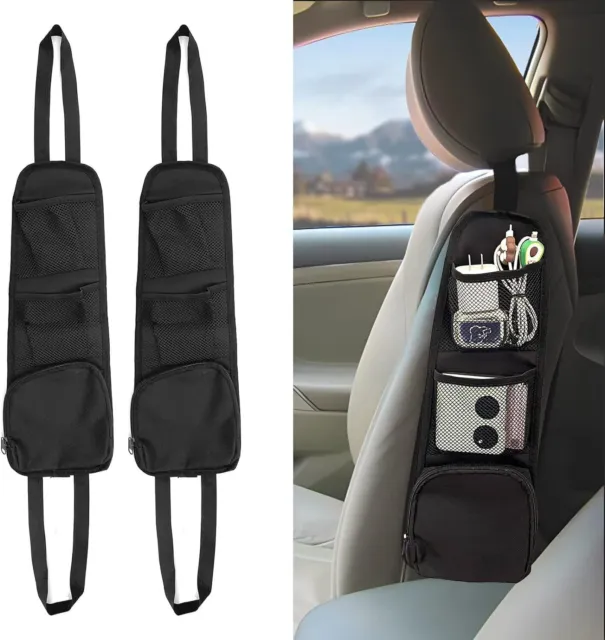 QUICTO 2PCS Car Seat Storage Hanging Bag, Multi-Pocket Seat Side Organizer,