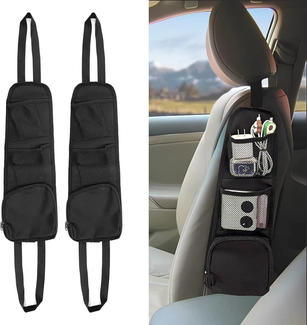 QUICTO 2PCS Car Seat Storage Hanging Bag, Multi-Pocket Seat Side Organizer,