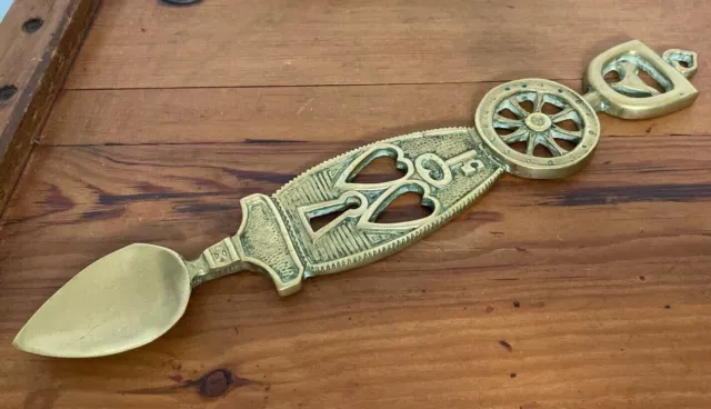 Large Solid Brass Welsh Wales Cymru British Made Solid Love Spoon