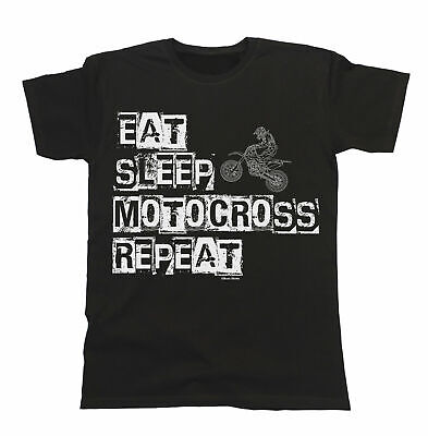 EAT Sleep MOTOCROSS Repeat Mens Motorbike T-Shirt Organic Cotton Christmas Gift