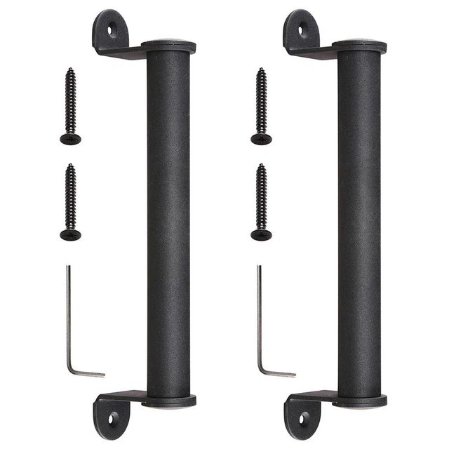 2pcs Matte Black 10" Sliding Barn Door Cylindrical Handle Cast Iron Pull Gate
