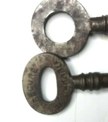 3 Antique Mortice Keys Steel 7-9 cm's original different designs set 5 2