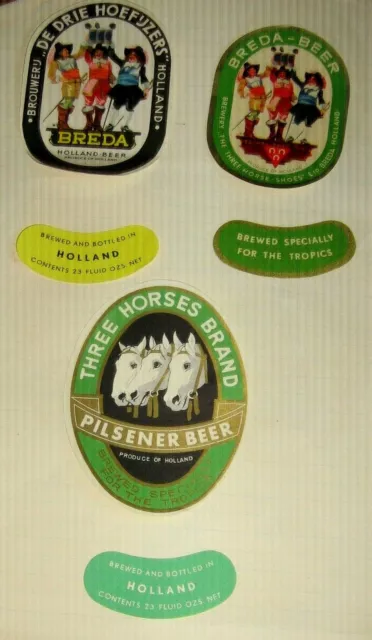 6 Old Holland Beer Labels Nice Lot 1950s