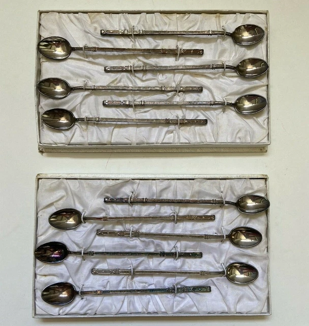 Coffret de 12 cuillères à café en métal argenté style Empire