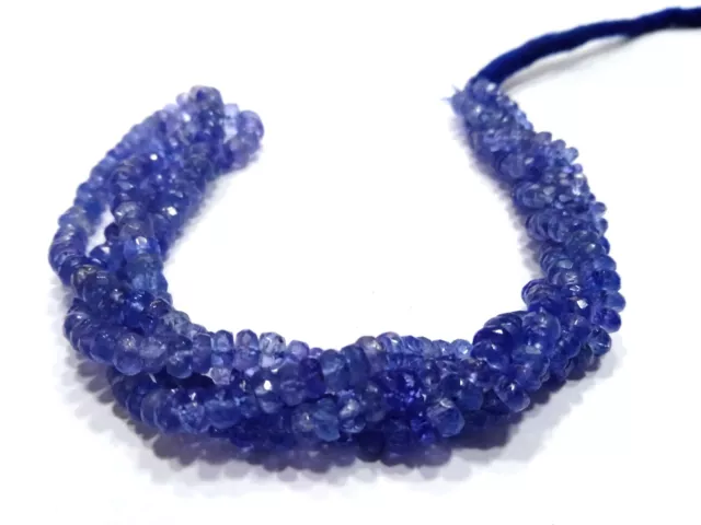 Tanzanite Natural Rondelle Faceted 3-5Mm Loose Gemstone Beads 16"Inch 1 Strand