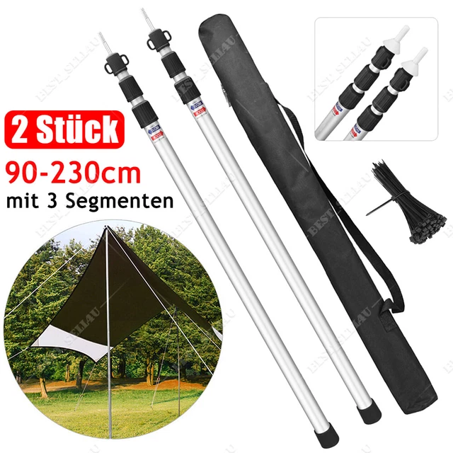 2X AUFSTELLSTANGEN TELESKOPSTANGEN Zeltstangen Alu teleskopierbar