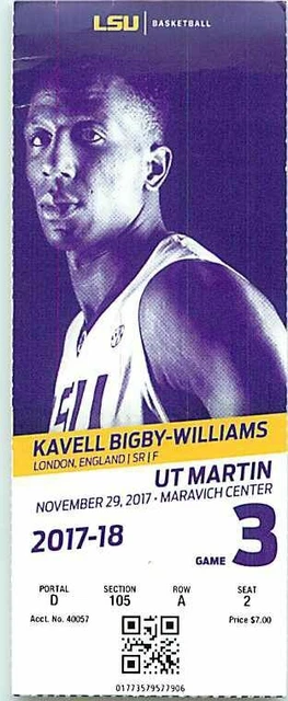Ticket College Basketball UT Martin 2017 - 18  11.29 - LSU Tigers