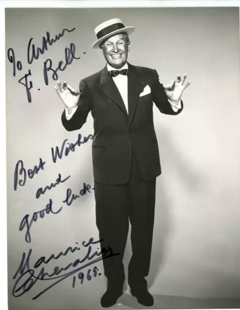 Autographed 9x7 Photo Maurice Chevalier French singer, actor and entertainer