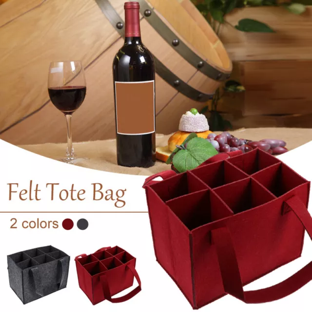 Wine Carrier Tote Bag Insulated 6 Bottle Cooler Carrying Case Portable Picnic