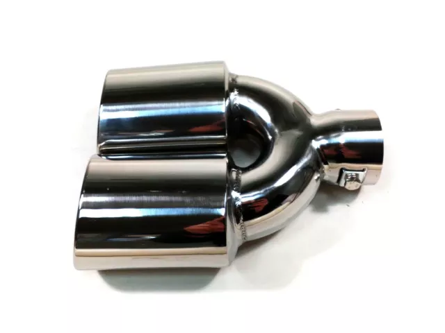 Racing Stainless Steel Universal Exhaust Tailpipe Tip Twin Muffler Pipe 3