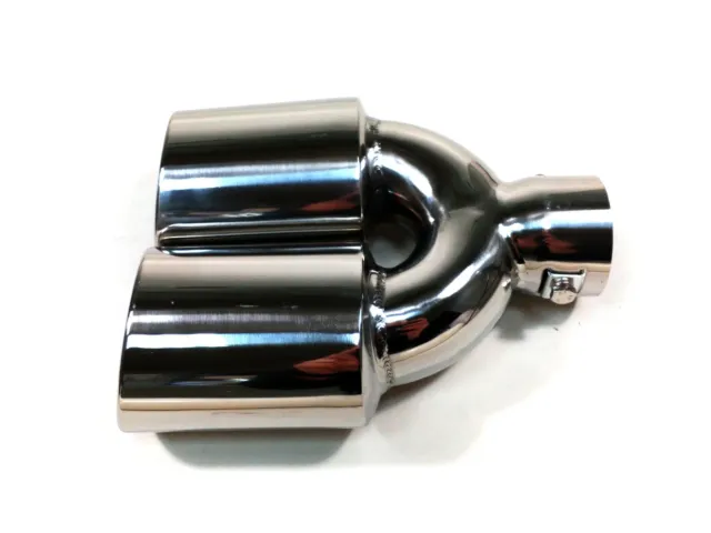 Universal Twin Double Sport Chrome Exhaust Pipe Trim Tip Tail Stianless Steel 3