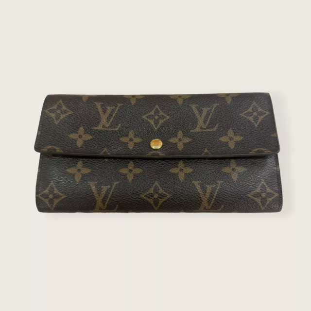 Authentic Louis Vuitton Monogram Portefeuille Sarah Long Wallet Canvas