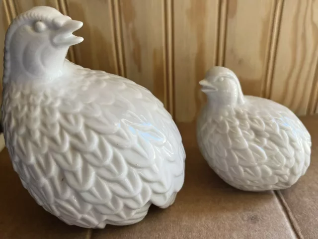 Vtg QUAIL Momma/Baby Porcelain figurines. 4.75”H, 3.75”W.  No chips/no cracks.