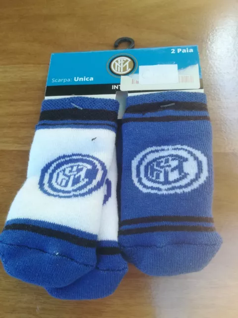 SET KIT CONFEZIONE DA 2 PAIA DI CALZE INTER Milano baby tg unica calcio football