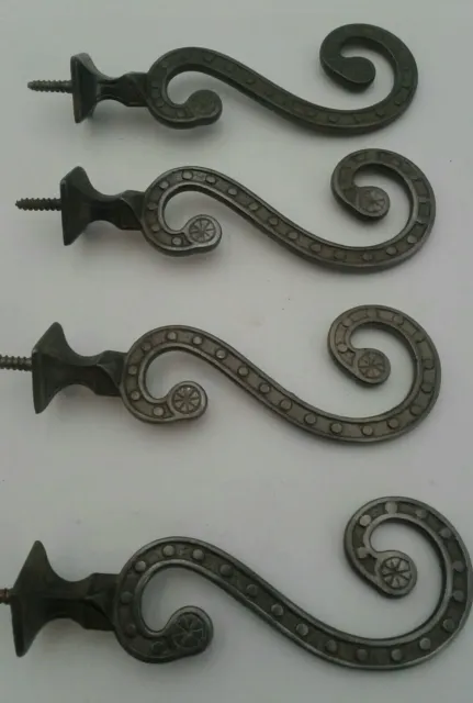 Antique Iron Victorian Hooks Hat or Coat Rack Hall Tree House Hardware Lot of 4