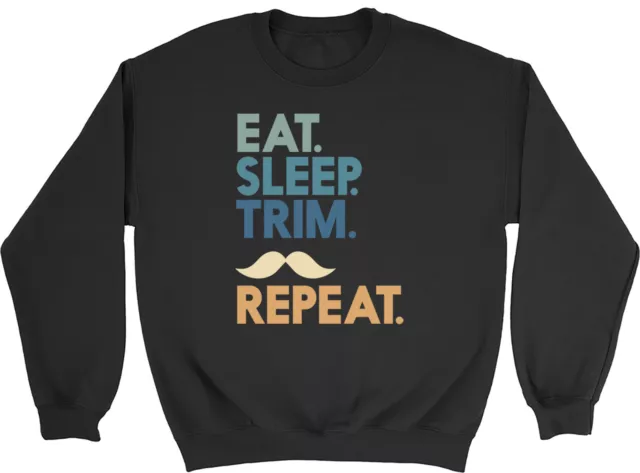 Funny Movember Sweatshirt Mens Womens Eat Sleep Trim Repeat Gift Jumper