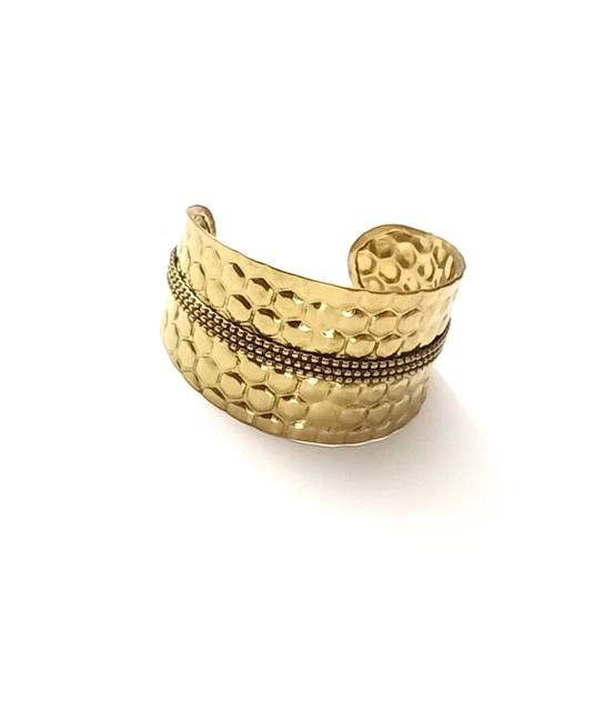 Bracelet Manchette Vintage Henry Perichon Années 60 - Métal Doré, Style Moderniste/brutaliste