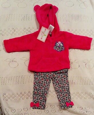 BNWT Duck Duck Goose Baby Girl Outfit 0-3 months Hooded Jumper and Leggings Owl