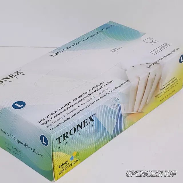 TRONEX 100 Pack Natural Rubber Latex Gloves Food Safe Disposable Latex Gloves L