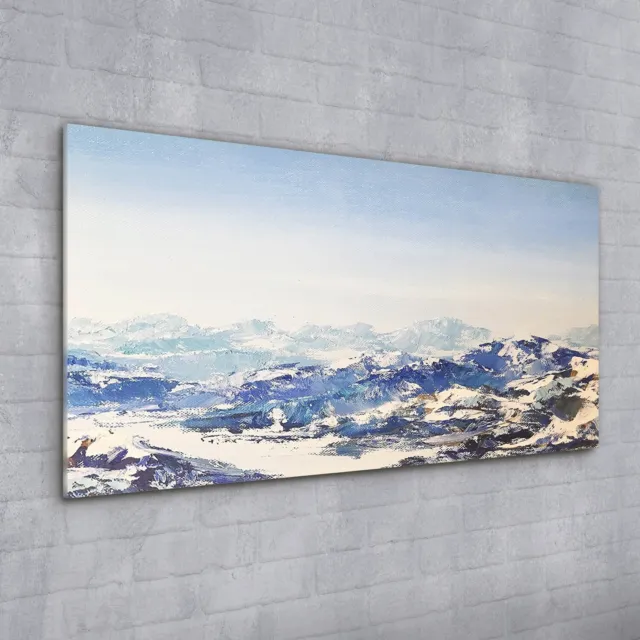 Acrylglasbild Wandbild Plexiglas 100x50 Kunst Bild Malerei Berg Schnee Weiß