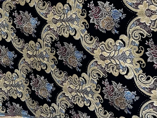 BEAUTIFUL VINTAGE CUT -VELVET UPHOLSTERY FABRIC-1 Yard