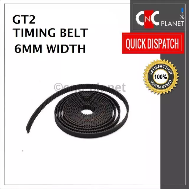 GT2 6mm Timing Belt 2mm Pitch, Width Open Length for Pulleys 3D Printer CNC UK 2