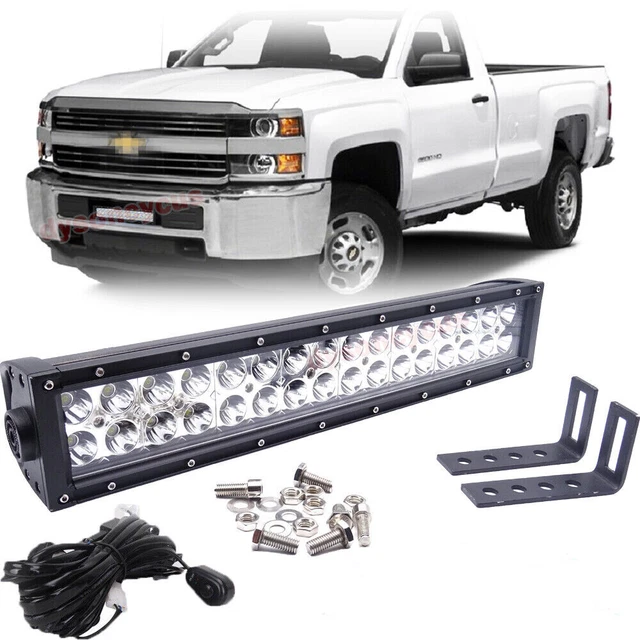For 15-2022 2023 GMC Sierra 2500HD 3500HD Bumper 96W LED Light Bar Combo + Wire