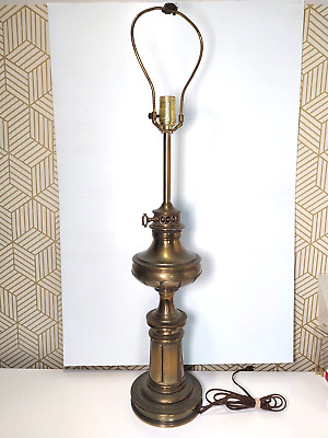 Vtg Heavy Mid-Century Modern Brass HOLLYWOOD Regency Table Lamp 33" #1