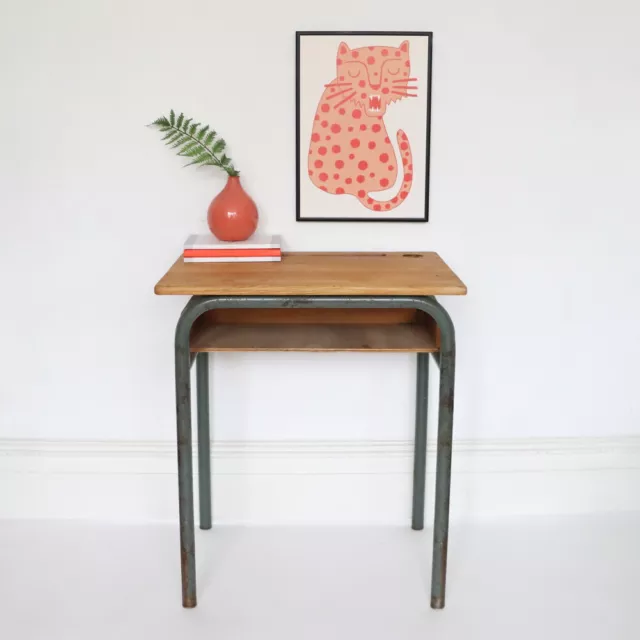 Vintage Métalòr French School Desk - H69cm