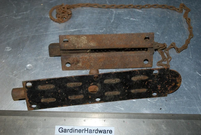 Lot of (2) large metal gate / door spring foot latches – g532 2
