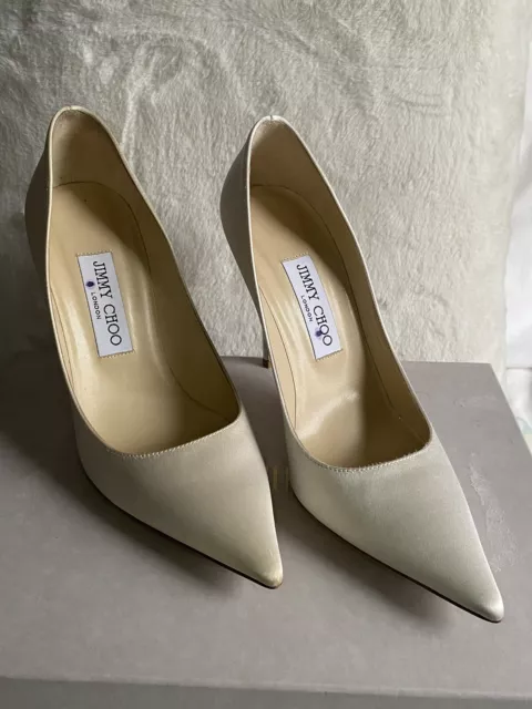 Pair Of Jimmy Choo Satin Bridal  Wedding High Heel Shoes