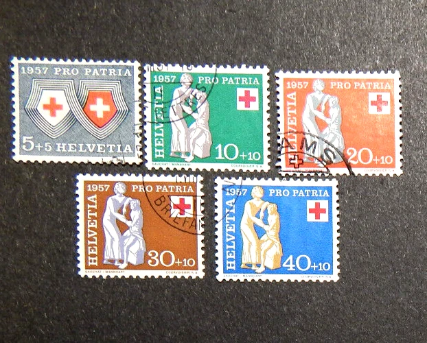 Schweiz 1957:  Satz Pro Patria, komplett, MN 641-645, sauber gestempelt