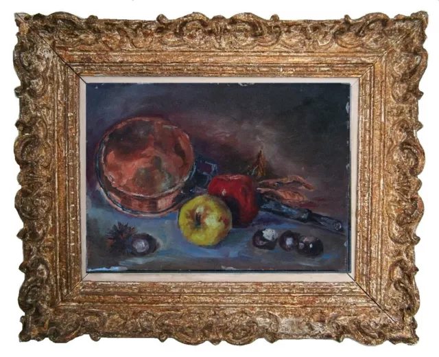 Ancien tableau huile sur toile nature mortes aux fruits à attribuer