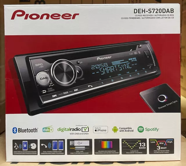 Pioneer Car Cd Usb Dab Radio Bluetooth Stereo Tuner Head Unit Iphone Deh-S720Dab