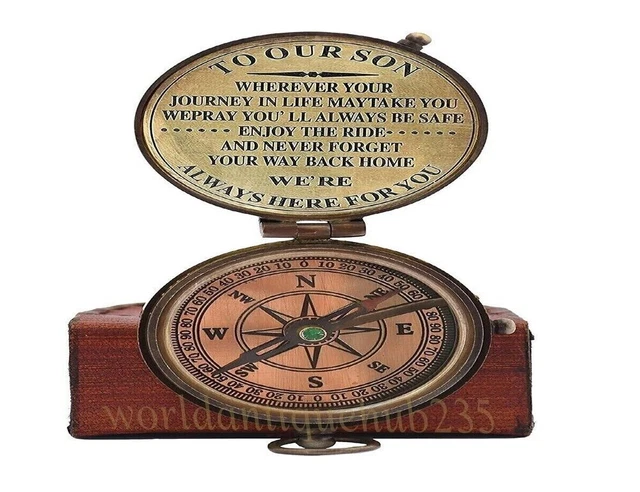 Engraved Brass Compass Gift to My Son/to Our Son/Nautical Gift for Son...