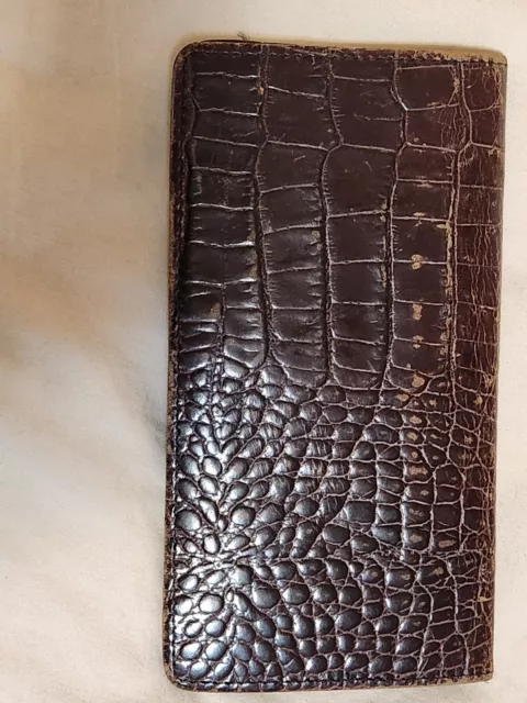 VINTAGE BRIGHTON BROWN croc leather checkbook cover $24.99 - PicClick