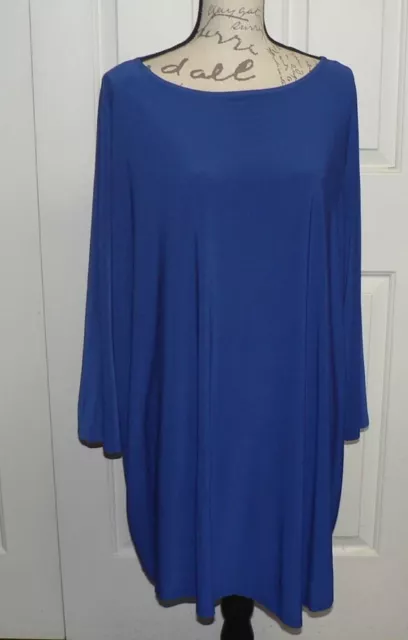 Marina Women's 3/4 Split Sleeve Asymmetrical Hem Tunic Top in Cobalt Blue 3X $69