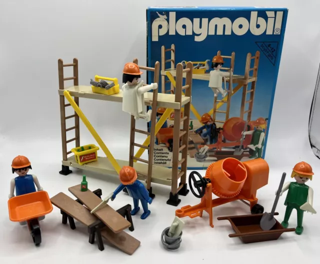 Ouvriers, échafaudage & bétonnière - PLAYMOBIL 3492 - 1980/83 - TBE avec boite