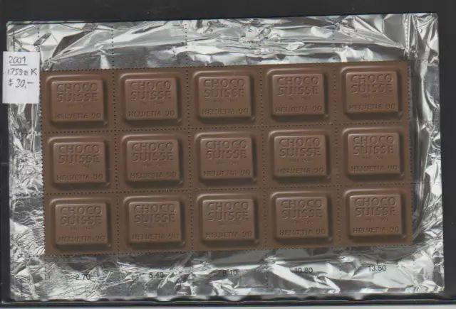 Schweiz postfrischer Kleinbogen Choco Suisse 2001 (Los 2)