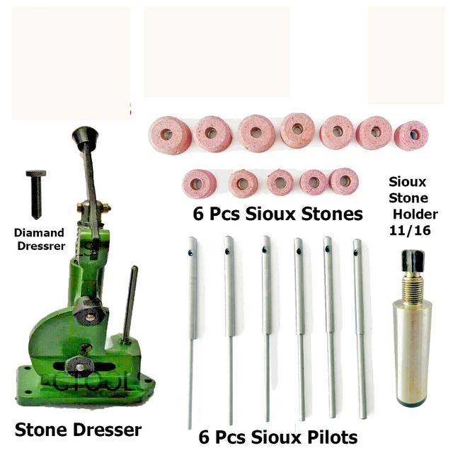Valve Seat Grinding Stones 12pcs With Stone Dresser & 6pcs Pilots with holder
