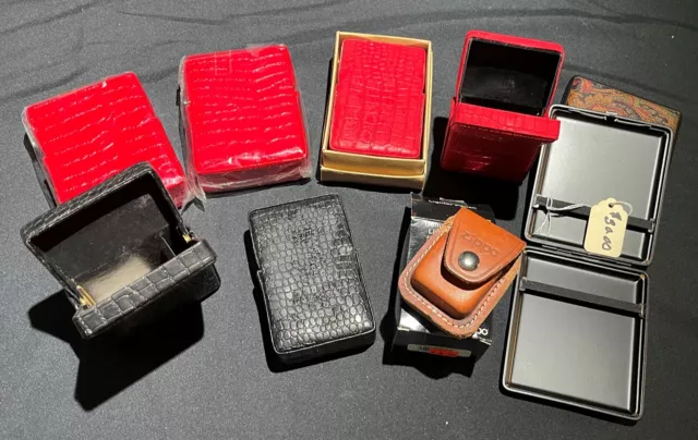 Lot of 8 Women's Cigarette Cases plus One Leather Zippo Case 2