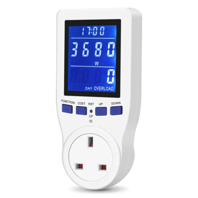 Plug Power Meter Energy Monitor Electricity Usage Volt Amps Watt KWh Consumpt GG