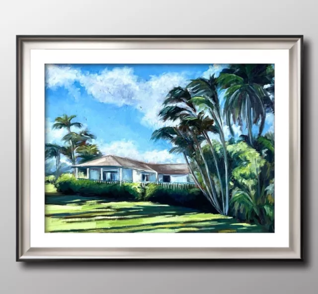 Original Oil Painting Hawaii Art Kauai House 12x16” framed new listed by artist