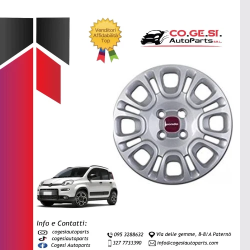 Set 4 Copricerchi Bicolore Per Panda 312 – Diametro 14”, Coppa Ruota, Modello 2012-2025, Specifiche Originali