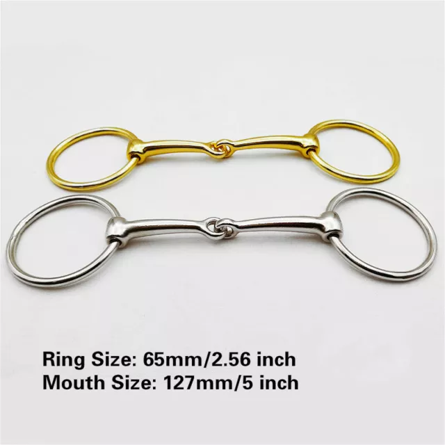 5 inch Horse Bit Mouth Snaffle Loose Ring Plated Iron Silver/Gold Equestrian