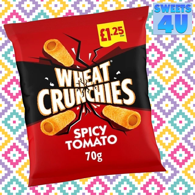 WHEAT CRUNCHIES SPICY Tomato Flavour Wheaty Tubes PMP £1.25 Full Case