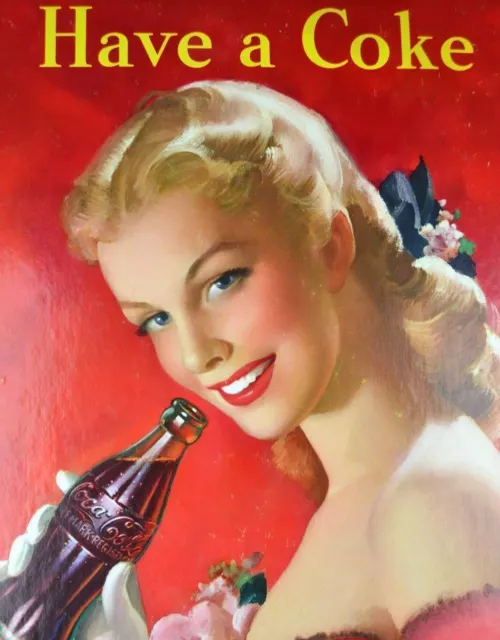 Metall Vintage Retro Shabby-Chic Coca-Cola Blechschild Wandplakette / Koke Haben