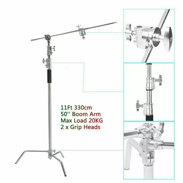 Trípode reflector de luz Heavy Duty 330 cm soporte C con brazo boom para Aputure Godox