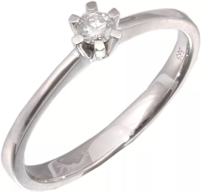 Bague pour Femme Anneau Solitaire Brillant 0.10 Carat W / Si or Blanc 585 14kt