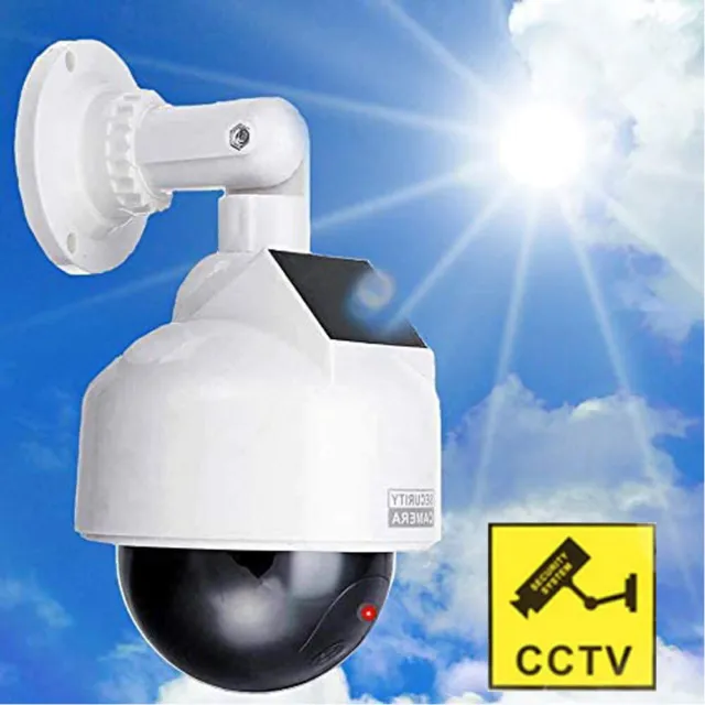 Fake Dummy Dome Security Camera Waterproof CCTV Solar Power Outdoor Wall Mounted